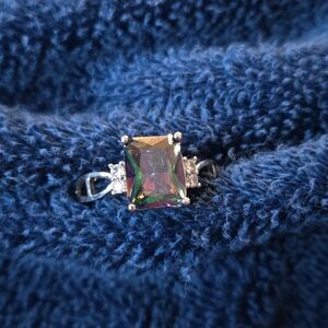 Elegant Silver Multicolor Gemstone Ring